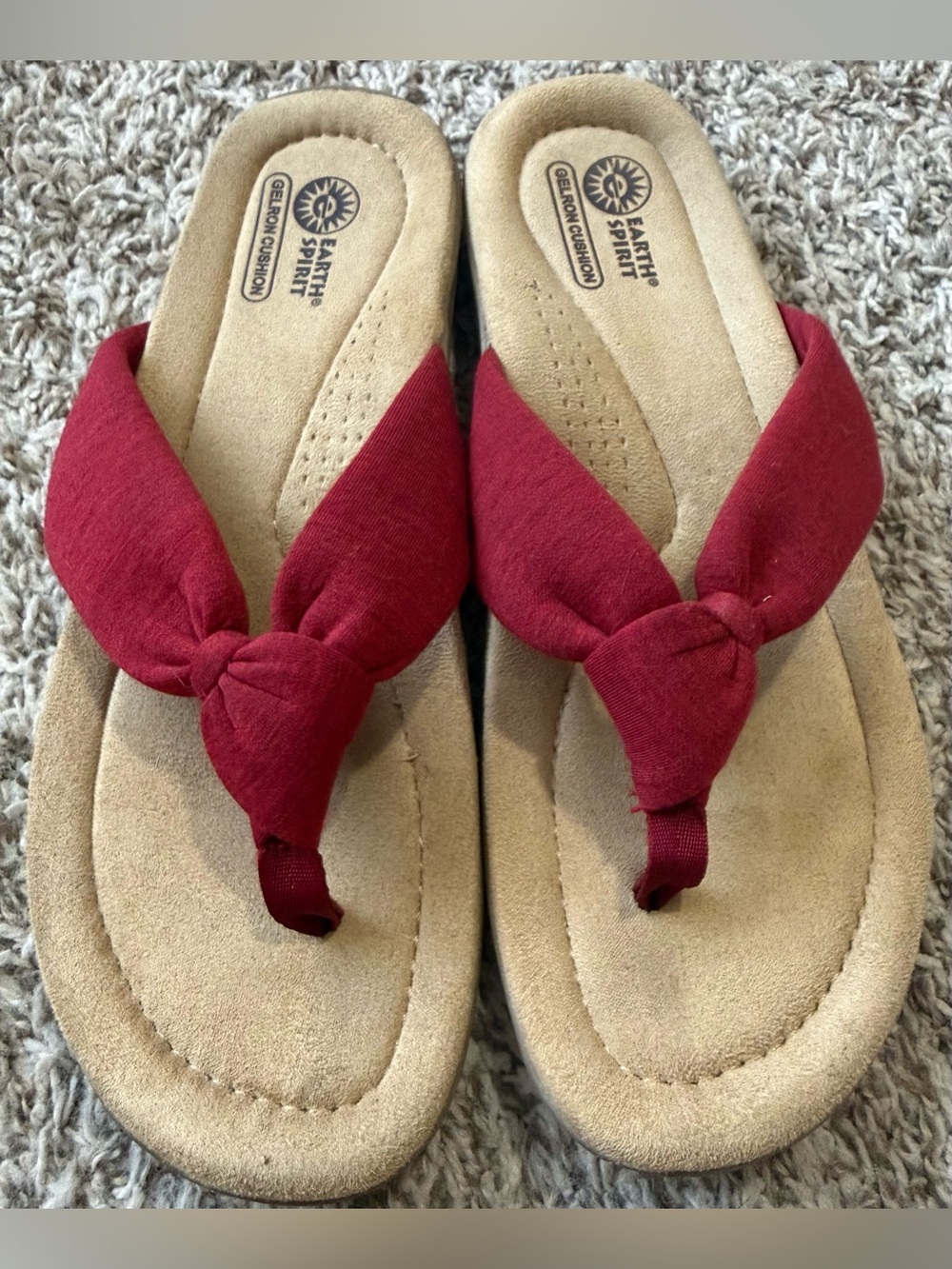 Earth Spirit Gelron Cushion Red Women's Thong Sandals Size 8.5